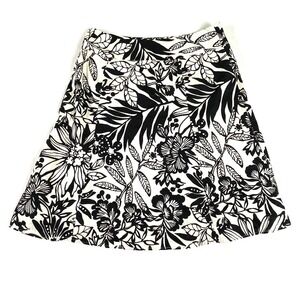 Gap Skirt Print Black White Floral Linen Cotton Blend